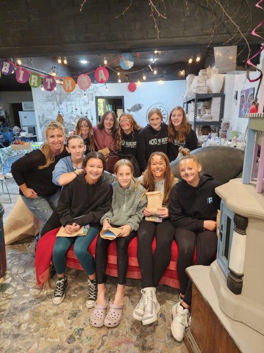 smiling children at an art birthday party at Mermaid Art Studios