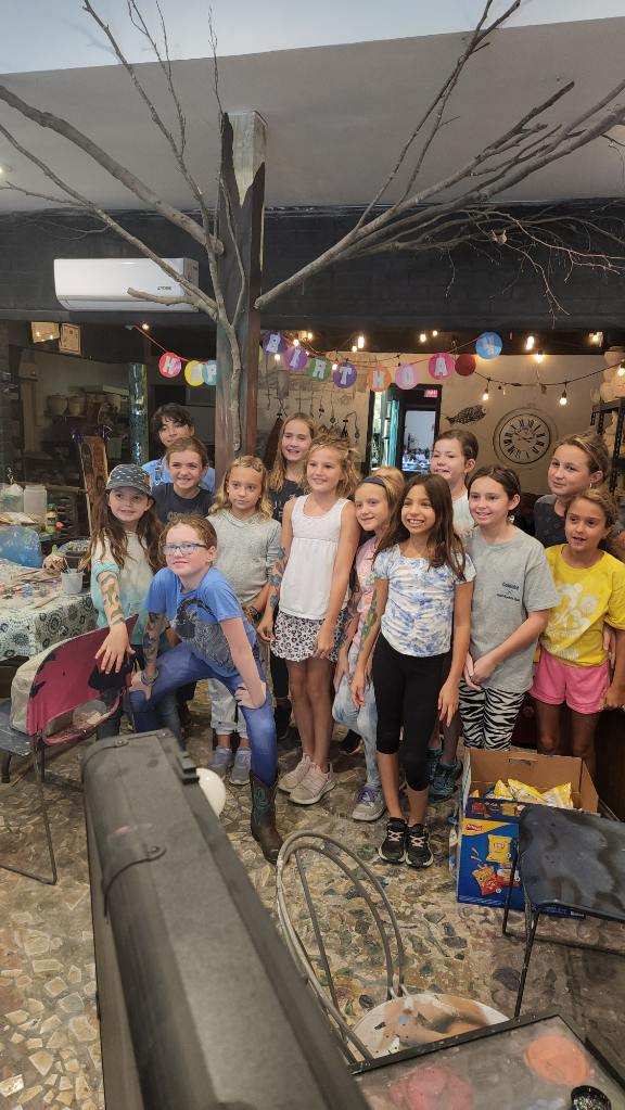 smiling children at an art birthday party at Mermaid Art Studios